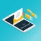 You`ve got mail,isometric Email smartphone notifications application vector