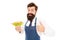 You will like his cooking. Bearded man give thumbs up to dish. Happy cook enjoy cooking food. Confident in his cooking