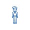 Youg man standing,student line icon concept. Youg man standing,student flat  vector symbol, sign, outline illustration.
