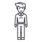 Youg man standing,student vector line icon, sign, illustration on background, editable strokes