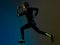 Youg runner jogger running jogging man silhouette  white background