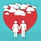 Youll find love here. A graphic illustration of a couple holding hands.