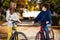 Young active people biking