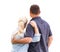 Young Adult Couple Facing Away Isolated On A White Background