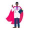 Young adult doctor hospital medical employee with hero cape behind.