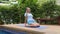 Young adult female does gymnastic morning exercising outdoor , Yoga Poses for Flexibility