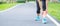 Young adult female with his muscle pain during running. runner woman having leg ache due to Shin Splints. Sports injuries and