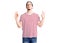 Young adult man with long hair wearing casual striped tshirt relax and smiling with eyes closed doing meditation gesture with