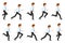 Young, adult man running sequence poses vector illustration. Fast moving forward, hurry, rush male person cartoon character