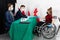 A young adult in a wheelchair came to the polling station to vote for president in the elections in Poland