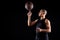 young african american basketball player spinning ball on finger