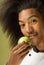 Young African American Chef Holding Apple