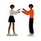 Young African American Couple Quarreling, Disagreement in Relationship, Negative Emotions Vector Illustration