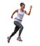 Young african american fitness woman in sportwear  running  isolated on white background  with clipping path. exercise runner ,