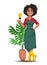 Young African American gardener woman