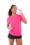 Young african american jogger woman drinking water, isolated on