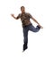 Young African American man leaping