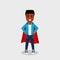 Young African American man wearing a superhero costume. Self confidence, self esteem, proud, concept.