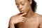 Young African American woman beauty concept, fresh clean face and radiant glowing skin treatments and wellness