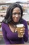 Young African American Woman Drinks Pint of Pale Ale