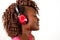Young African American woman listening to music