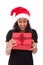 Young African American woman opening a gift box