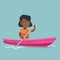 Young african-american woman travelling by kayak.