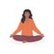 Young african black skin female meditating and doing yoga breathing exercise. Women character practicing Pranayama and