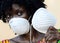Young African Black Woman Wearing Medical Prevention Face Mask Wearing Traditional Clothing