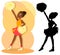 Young african cheerleader and silhouette