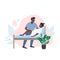 Young african family flat color vector faceless character