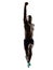 Young african muscular build man jumping running silhouette