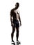 Young african shirtless muscular build man standing silhouette
