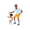 Young afro-american father with son rollerskating. Happy sporty family. Dad and his child having fun together. Outdoor
