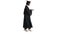 Young Afro American girl student dressed in black graduation gown holding diploma and using mobile phone on white