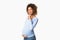 Young afro pregnant woman gesturing hush sign