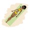 Young afro woman in bikini sunbathing lying on the beach