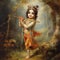 a young age hindu god krishna taking flute in his hand painting