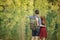 Young amorous man is standing with his girlfriend