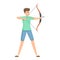 Young archer icon cartoon vector. Archery man game