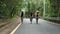 young asian adult cyclists riding bike on rural road