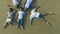 Young asian adults lying on back on sand beach eyes closed