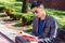 Young Asian American Man traveling, studying in New York