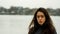 Young Asian-American at North Carolina Beach in winter