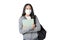 Young Asian college student wears face mask and Hoodie Sweatshirt with laptop and backpack