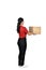 Young asian female courier deliver the package