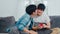 Young Asian gay couple propose at home, Teen korean LGBTQ+ men happy smiling have romantic time while proposing and marriage