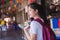 Young asian girl walking at Dumonoe saduak floating market, Thailand