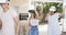 Young Asian man and diverse women enjoy virtual reality at home