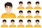 Young asian man expression set